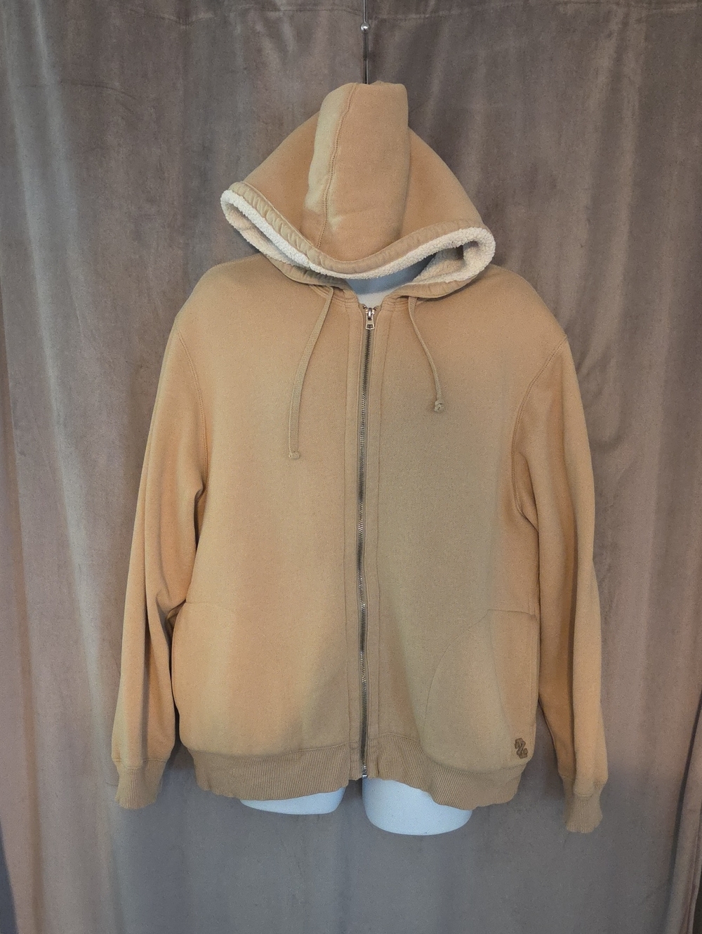 Izod Mens Large Tan Sherpa-Lined Full-Zip Hoodie
